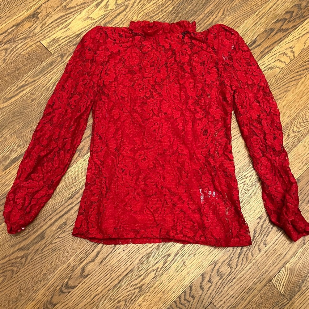 Small INC red lace blouse